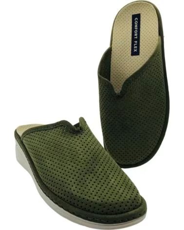 PINTURINES ZAPATILLA DE CASA DESTALONADA CON CUÑA MODELO 4026-A VERDE