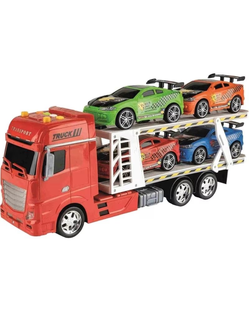 TOY PLANET TRANSPORTER TRUCK WITH RACING CARS BY TOY PLANET MULTICOLOR