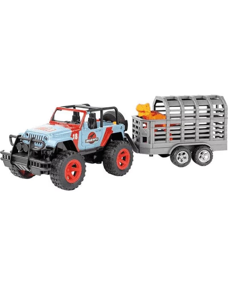 TOY PLANET GELÄNDEWAGEN FERNGESTEUERT MIT ANHÄNGER UND DINOSAURIER-FIGUR MULTICOLOR