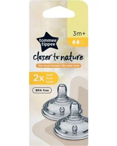 TOMMEE TIPPEE TOMMEE TIPPEE CLOSER TO NATURE - PACK 2 TETINAS FLUXO LENTO 1M+ TRASLúCIDO