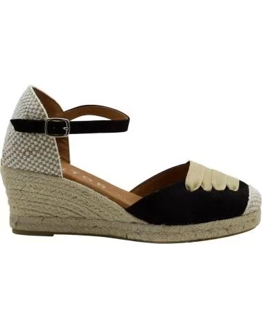 CABRERA SANDALE ESPADRILLE À TALON COMPENSÉ AVEC FERMETURE À BOUCLE NEGRO