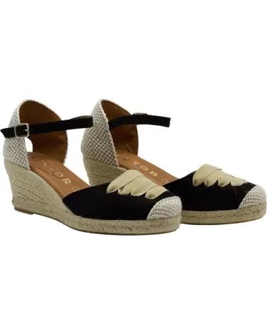 CABRERA SANDALE ESPADRILLE À TALON COMPENSÉ AVEC FERMETURE À BOUCLE NEGRO