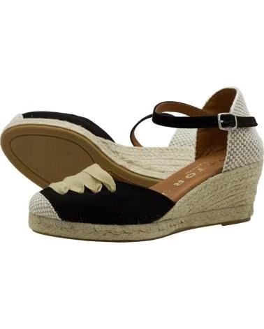 CABRERA SANDALE ESPADRILLE À TALON COMPENSÉ AVEC FERMETURE À BOUCLE NEGRO