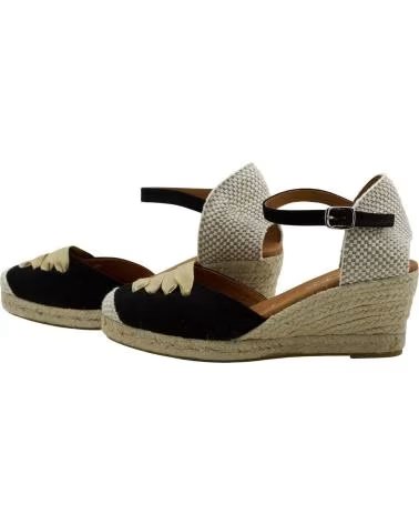 CABRERA SANDALE ESPADRILLE À TALON COMPENSÉ AVEC FERMETURE À BOUCLE NEGRO