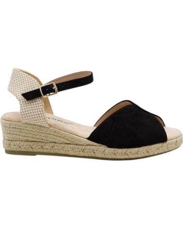 AMARPIES SANDALIA CUÑA ESPARTO CON TIRAS CRUZADAS NEGRO