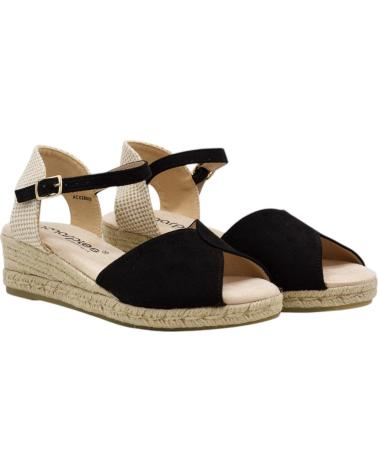 AMARPIES SANDALIA CUÑA ESPARTO CON TIRAS CRUZADAS NEGRO