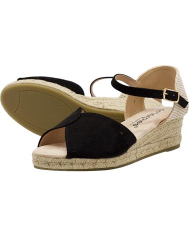 AMARPIES SANDALIA CUÑA ESPARTO CON TIRAS CRUZADAS NEGRO