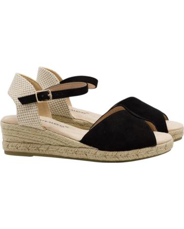 AMARPIES SANDALIA CUÑA ESPARTO CON TIRAS CRUZADAS NEGRO
