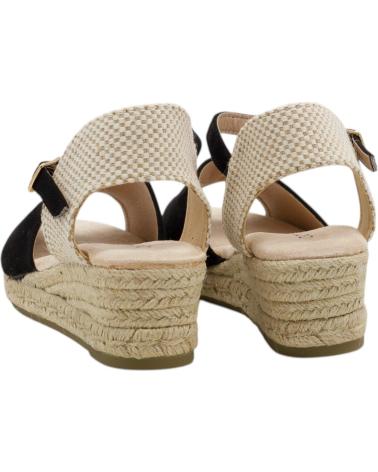 AMARPIES SANDALIA CUÑA ESPARTO CON TIRAS CRUZADAS NEGRO
