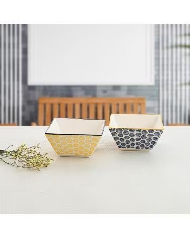 QUID CONJUNTO DE TIGELAS DECORATIVAS COM PADRÃO GEOMÉTRICO MULTICOLOR
