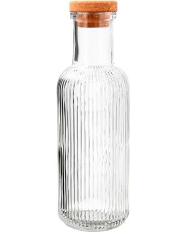 QUID BOUTEILLE EN VERRE CANNELÉ AVEC BOUCHON EN LIÈGE MULTICOLOR