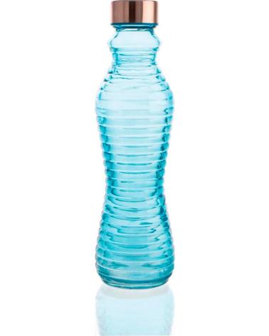 QUID BOTELLA DE VIDRIO TEXTURIZADO CON TAPÓN HERMÉTICO 1L MULTICOLOR