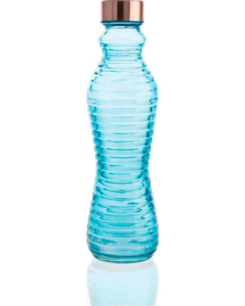 QUID BOTELLA DE VIDRIO TEXTURIZADO CON TAPÓN HERMÉTICO 1L MULTICOLOR