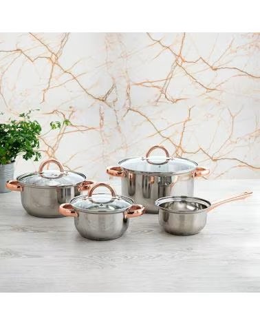 QUID QUID KOCHGESCHIRR-SET MIT KUPFER-FINISH UND ERGONOMISCHEN GRIFFEN MULTICOLOR