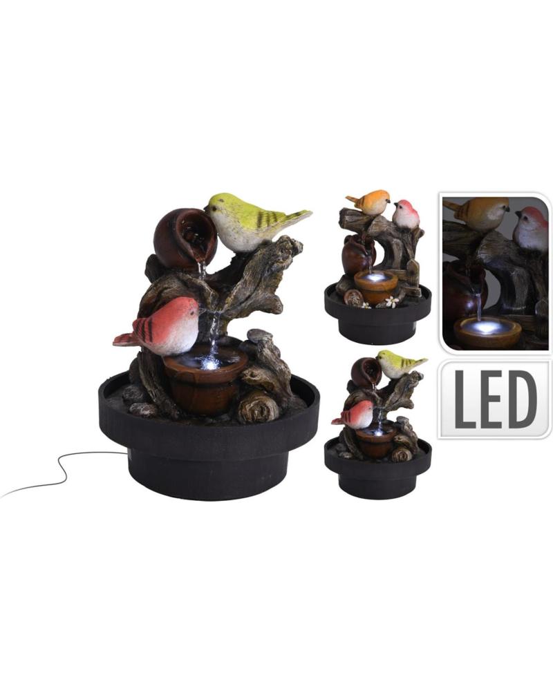 PROGARDEN FUENTE DE AGUA DECORATIVA CON ILUMINACIÓN LED Y FIGURAS DE AVES MULTICOLOR