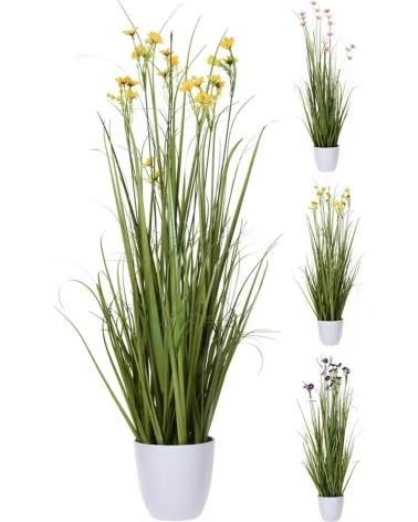PROGARDEN PIANTA ARTIFICIALE CON FIORI GIALLI E VASO DECORATIVO MULTICOLOR