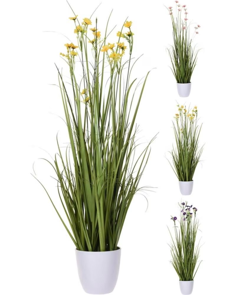 PROGARDEN PLANTE ARTIFICIELLE AVEC FLEURS JAUNES ET POT DÉCORATIF MULTICOLOR
