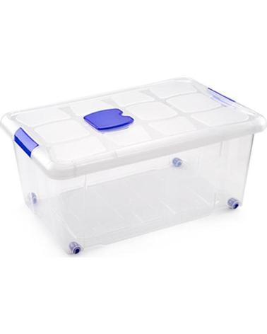 PLASTICFORTE CAJA DE ALMACENAJE MULTIUSOS CON TAPA Y RUEDAS MULTICOLOR