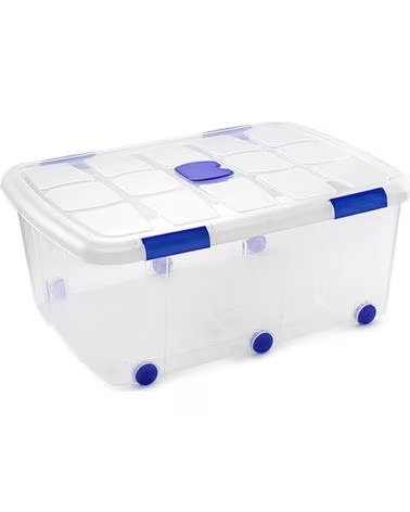 PLASTICFORTE CAIXA ORGANIZADORA MULTIUSO COM RODAS E FECHO DE SEGURANÇA MULTICOLOR