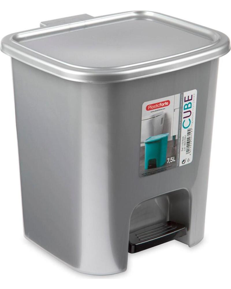 PLASTICFORTE CUBO DE BASURA CON PEDAL DE ALTA RESISTENCIA MULTICOLOR