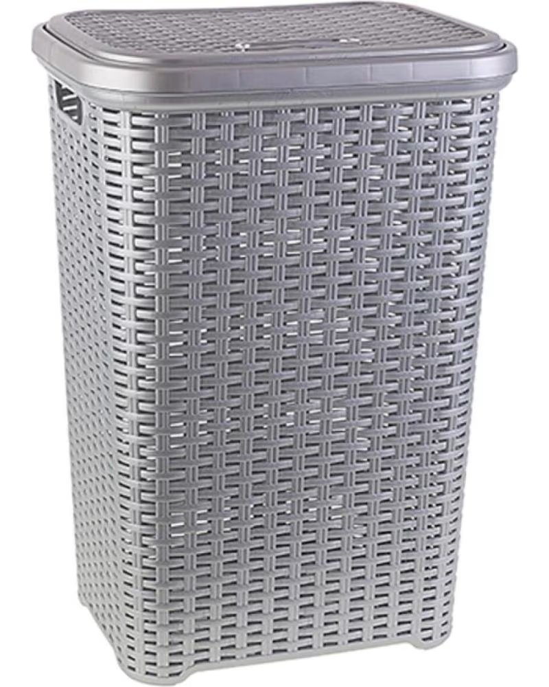 PLASTICFORTE CESTO DE ROUPA COM TAMPA DESIGN RATTAN MULTICOLOR