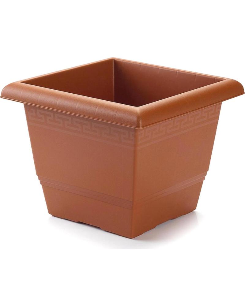 PLASTICFORTE MACETA CUADRADA PLASTICFORTE CON DISEÑO DE GRECA MULTICOLOR