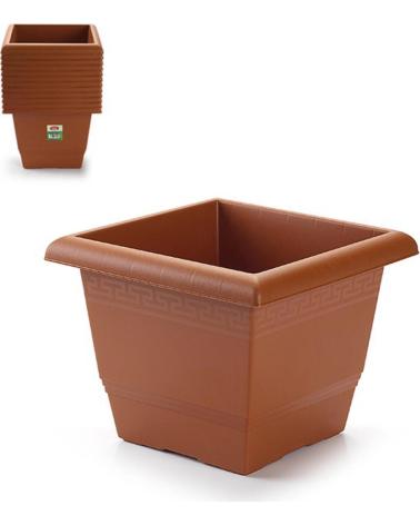 PLASTICFORTE MACETA CUADRADA PLASTICFORTE CON DISEÑO DE GRECA MULTICOLOR