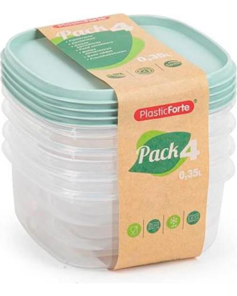 PLASTICFORTE SET OF 4 SQUARE AIRTIGHT CONTAINERS PLASTICFORTE MULTICOLOR