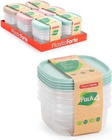 PLASTICFORTE SET OF 4 SQUARE AIRTIGHT CONTAINERS PLASTICFORTE MULTICOLOR