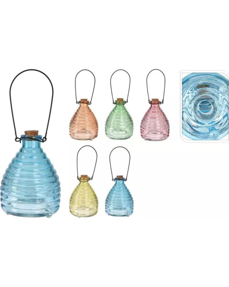 PROGARDEN PROGARDEN FAROLILLO DECORATIVO DE CRISTAL CON ASA METÁLICA MULTICOLOR