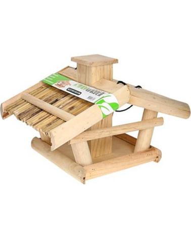 PROGARDEN COMEDERO PARA AVES DE MADERA NATURAL CON TECHO MULTICOLOR