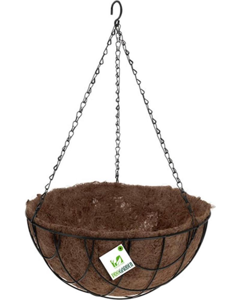 PROGARDEN MACETA COLGANTE DE FIBRA DE COCO CON SOPORTE METÁLICO MULTICOLOR