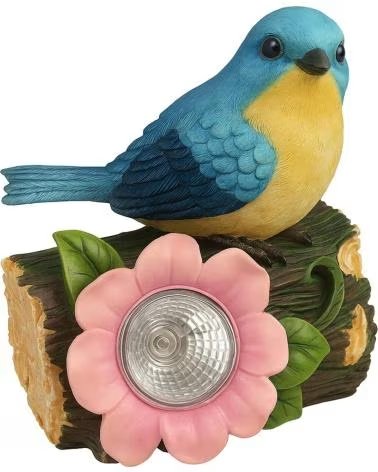 PROGARDEN LÂMPADA SOLAR DECORATIVA COM FIGURA DE PÁSSARO SOBRE TRONCO MULTICOLOR