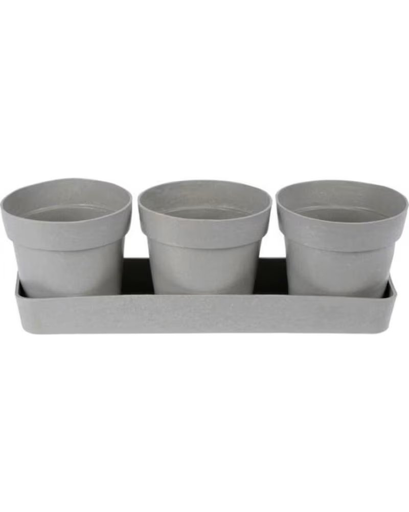 PROGARDEN 3ER SET BLUMENTÖPFE MIT UNTERSETZER MULTICOLOR