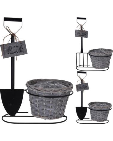 PROGARDEN SET DECORATIVO WELCOME PROGARDEN CON PALA Y MACETERO DE MIMBRE MULTICOLOR