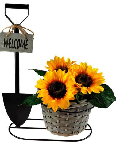 PROGARDEN SET DECORATIVO WELCOME PROGARDEN CON PALA Y MACETERO DE MIMBRE MULTICOLOR