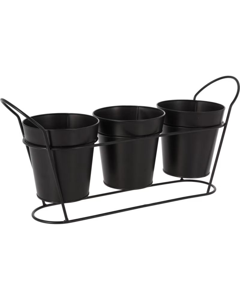 PROGARDEN PROGARDEN 3ER-SET BLUMENTÖPFE MIT METALLSTÄNDER MULTICOLOR