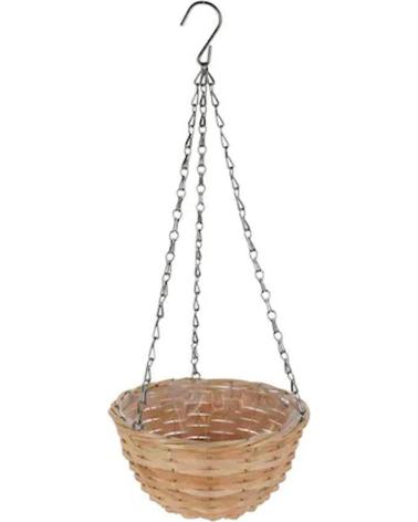 PROGARDEN MACETA COLGANTE DE MIMBRE CON CADENA METÁLICA MULTICOLOR