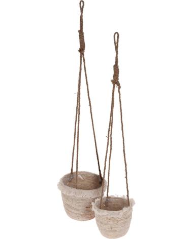PROGARDEN SET DE 2 MACETAS COLGANTES CON CUERDA RÚSTICA MULTICOLOR