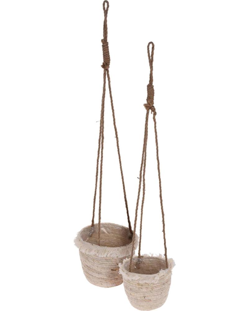 PROGARDEN SET DE 2 MACETAS COLGANTES CON CUERDA RÚSTICA MULTICOLOR