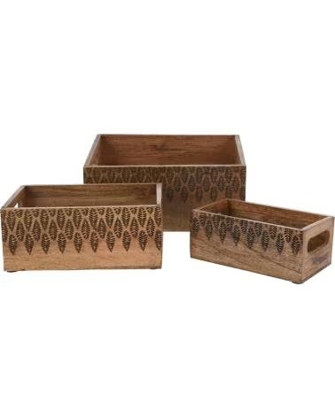 PROGARDEN PROGARDEN CONJUNTO DE 3 CAIXAS ORGANIZADORAS DE MADEIRA COM DESIGN GEOMÉTRICO MULTICOLOR