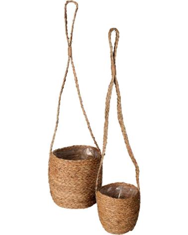 PROGARDEN SET DE MACETEROS COLGANTES DE YUTE NATURAL MULTICOLOR