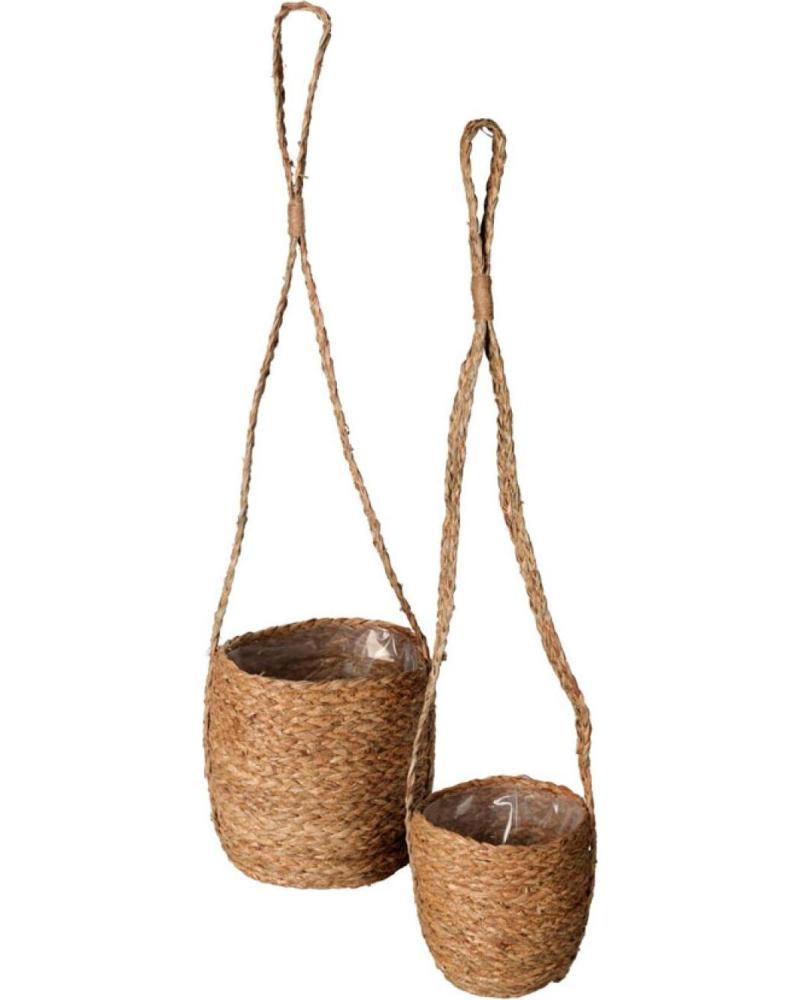 PROGARDEN SET DE MACETEROS COLGANTES DE YUTE NATURAL MULTICOLOR