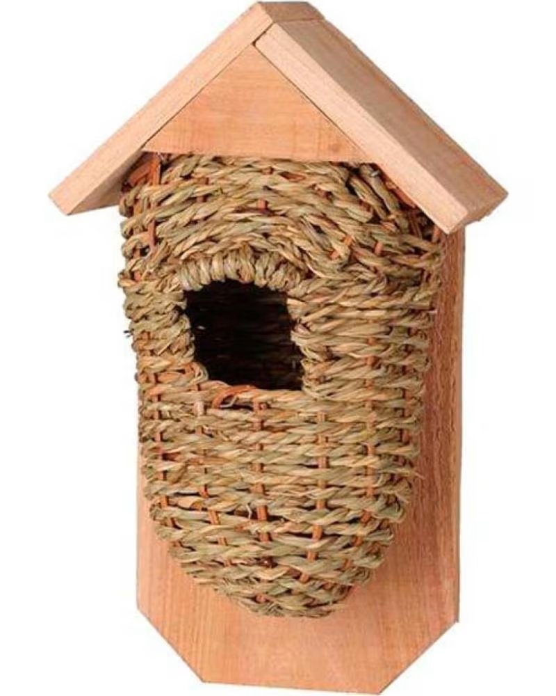 PROGARDEN DEKORATIVES VOGELHAUS AUS HOLZ UND WEIDENGEFLECHT MULTICOLOR