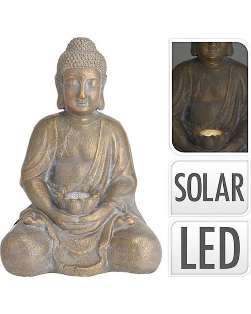 PROGARDEN DEKORATIVE SOLAR-BUDDHA-FIGUR MIT LED-LICHT MULTICOLOR