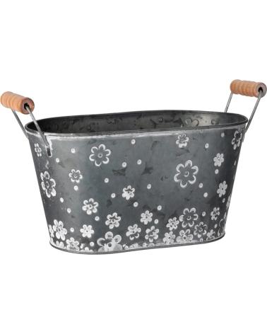 PROGARDEN MACETERO OVALADO DE METAL CON ASAS DE MADERA MULTICOLOR