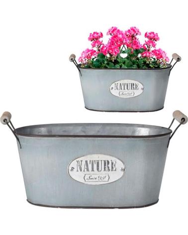 PROGARDEN SET DE MACETEROS OVALADOS DE METAL NATURE MULTICOLOR