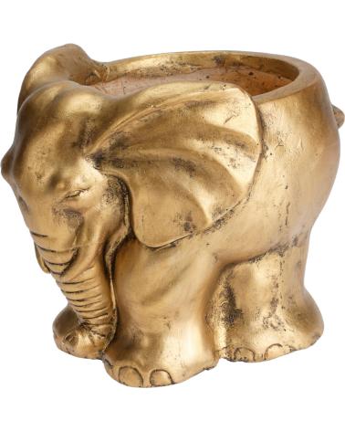PROGARDEN MACETERO DECORATIVO FORMA ELEFANTE ACABADO DORADO MULTICOLOR