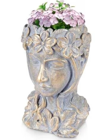 PROGARDEN PFLANZGEFÄSS BÜSTE MIT BLUMENRELIEF MULTICOLOR