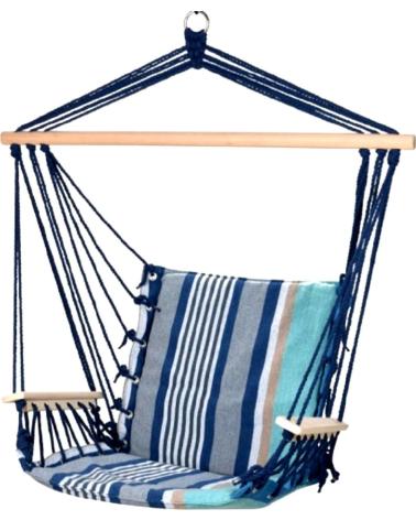 PROGARDEN SILLA COLGANTE DE JARDÍN CON SOPORTE DE MADERA Y TEJIDO TRENZADO MULTICOLOR